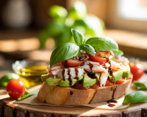 Брускетта с авокадо и томатами вялеными